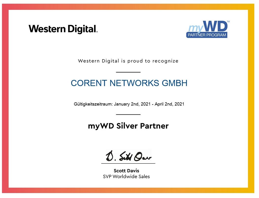 Mehr über den Artikel erfahren Corent networks ist myWD SILVER Partner!